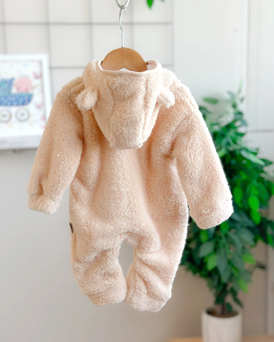 Barbie armalı boydan fermuarlı kapüşonlu welsoft kışlık tulum 