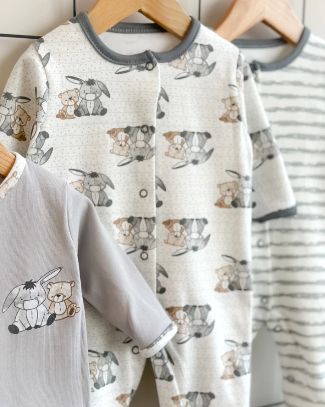 Şaşkın eşek ve ayı arkadaşlar boydan çıtçıtlı ayaklı mevsimlik 3 lü tulum set 