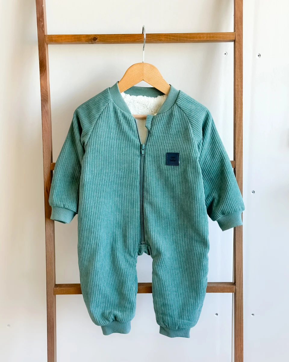 Fitilli kadife kumaş içi welsoft boydan fermuarlı dış giyim tulum 