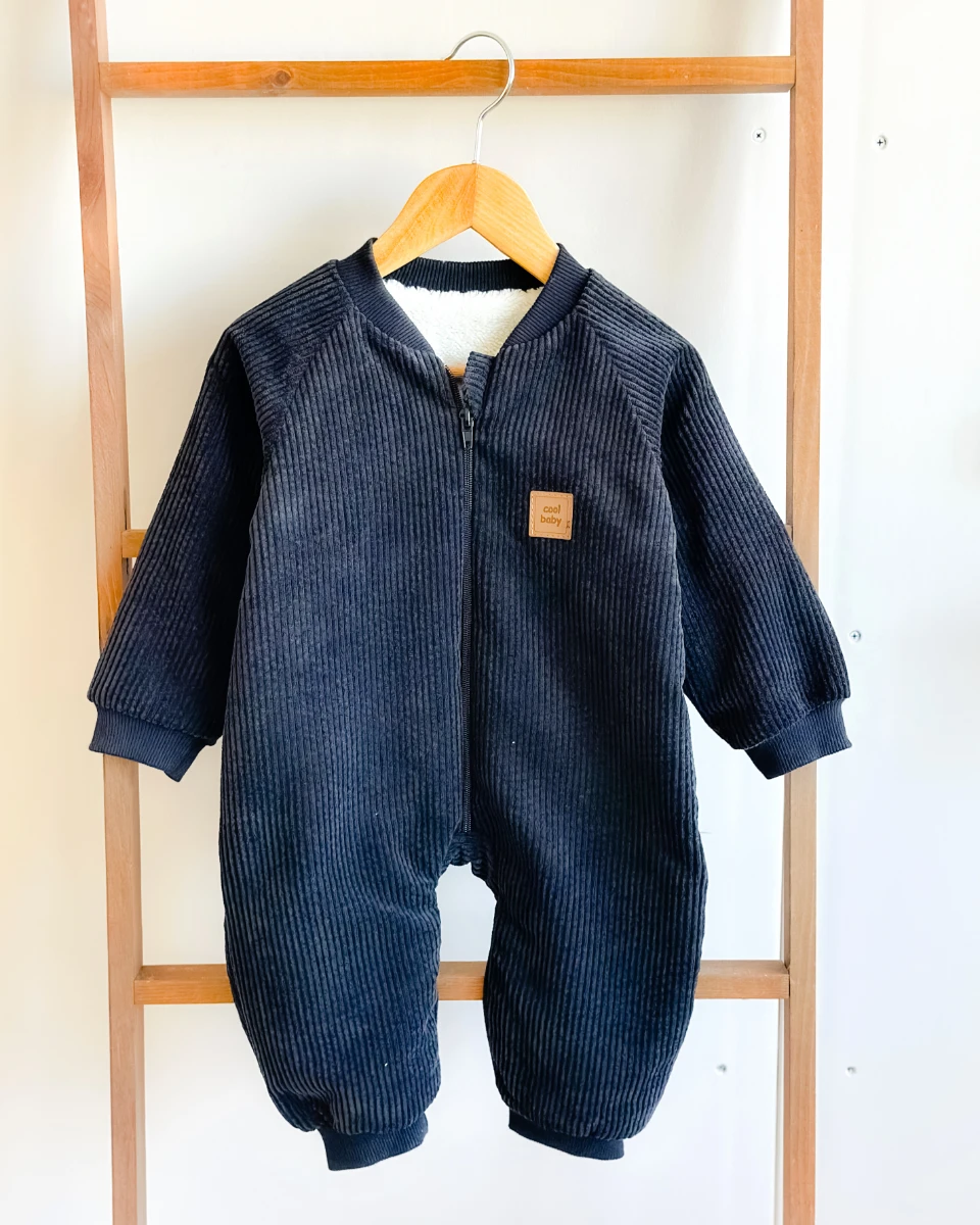 Fitilli kadife kumaş içi welsoft boydan fermuarlı dış giyim tulum 