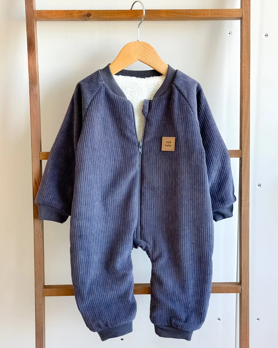 Fitilli kadife kumaş içi welsoft boydan fermuarlı dış giyim tulum 