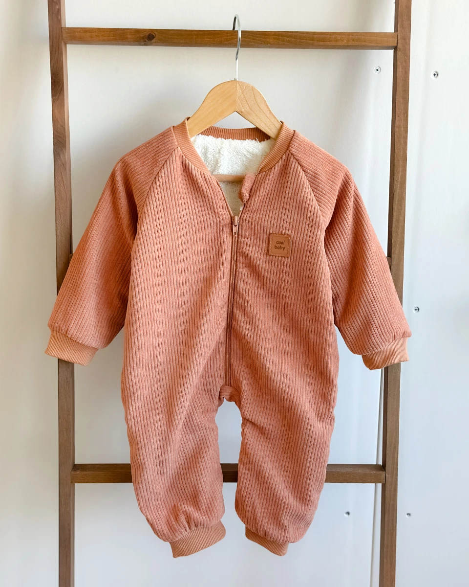 Fitilli kadife kumaş içi welsoft boydan fermuarlı dış giyim tulum 