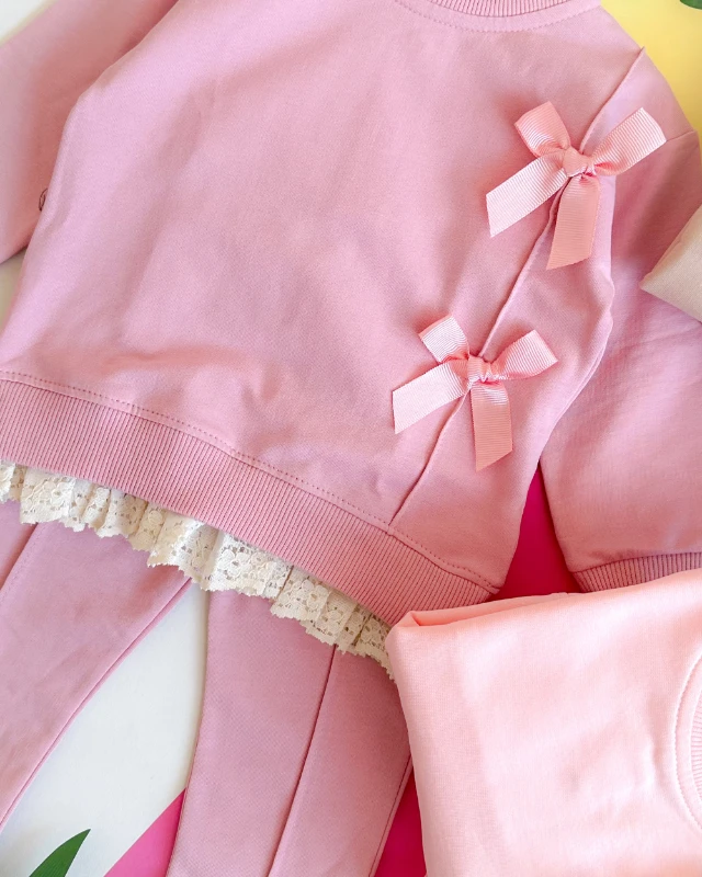 Çift fiyonk kurdela detaylı güpürlü mevsimlik 2li takım 