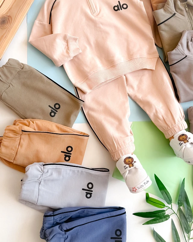 Fermuar detay alo yazılı şeritli eşofman mevsimlik 2li takım 