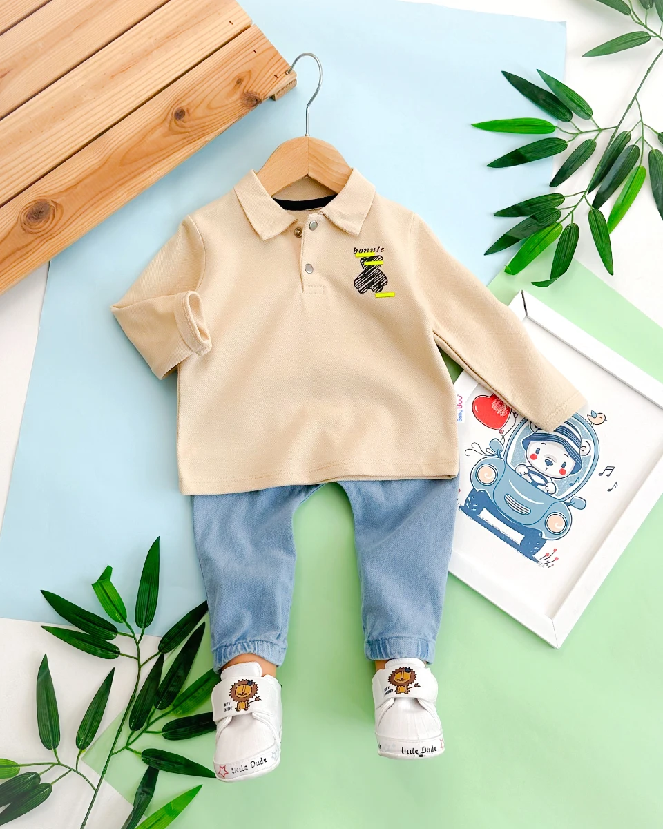 Bonnie bear lacoste yaka mevsimlik ikili bebe takım