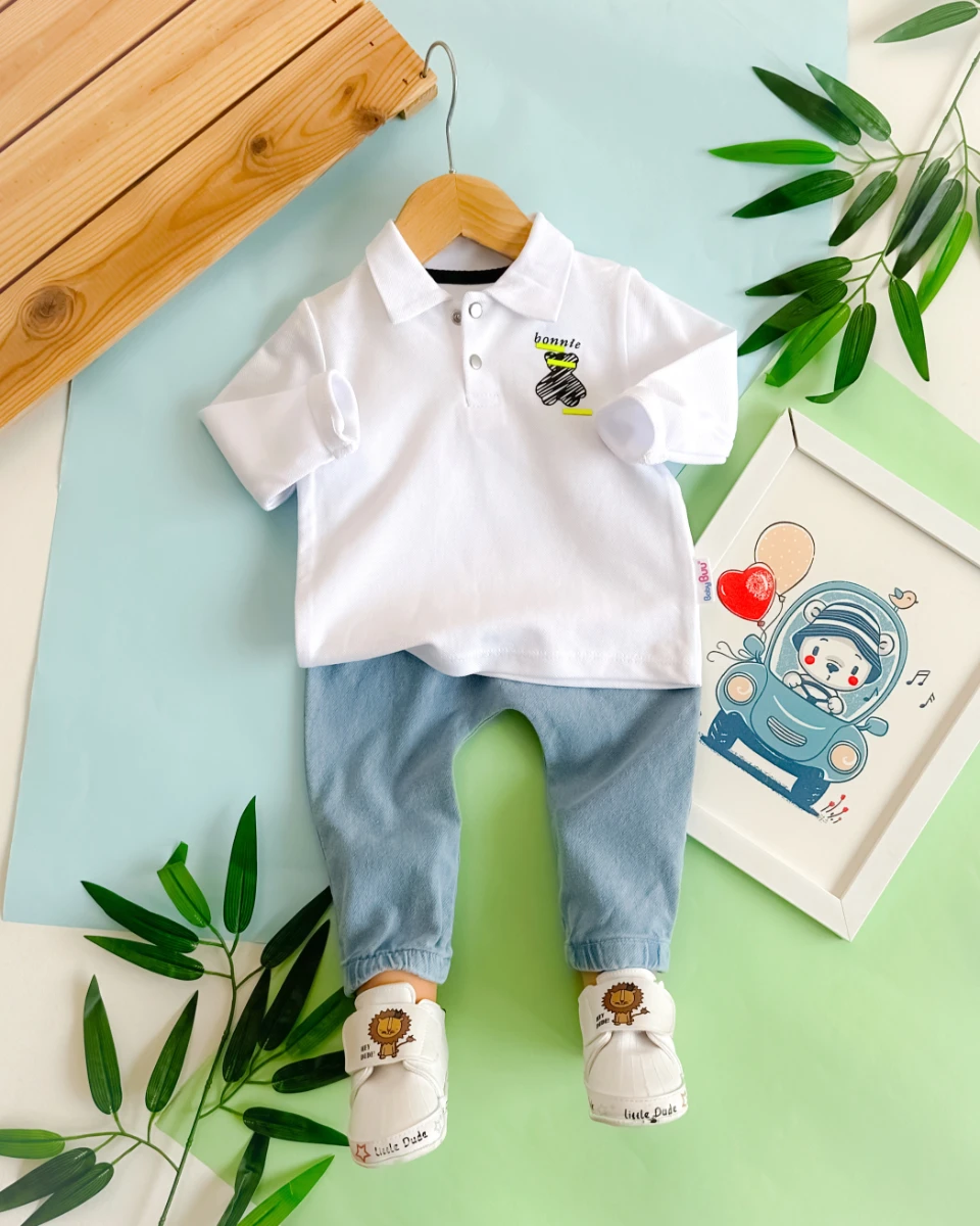 Bonnie bear lacoste yaka mevsimlik ikili bebe takım