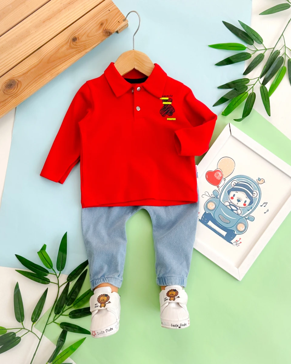 Bonnie bear lacoste yaka mevsimlik ikili bebe takım