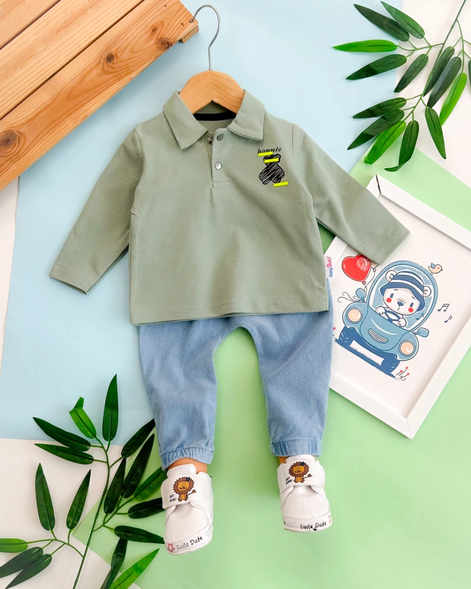 Bonnie bear lacoste yaka mevsimlik ikili bebe takım