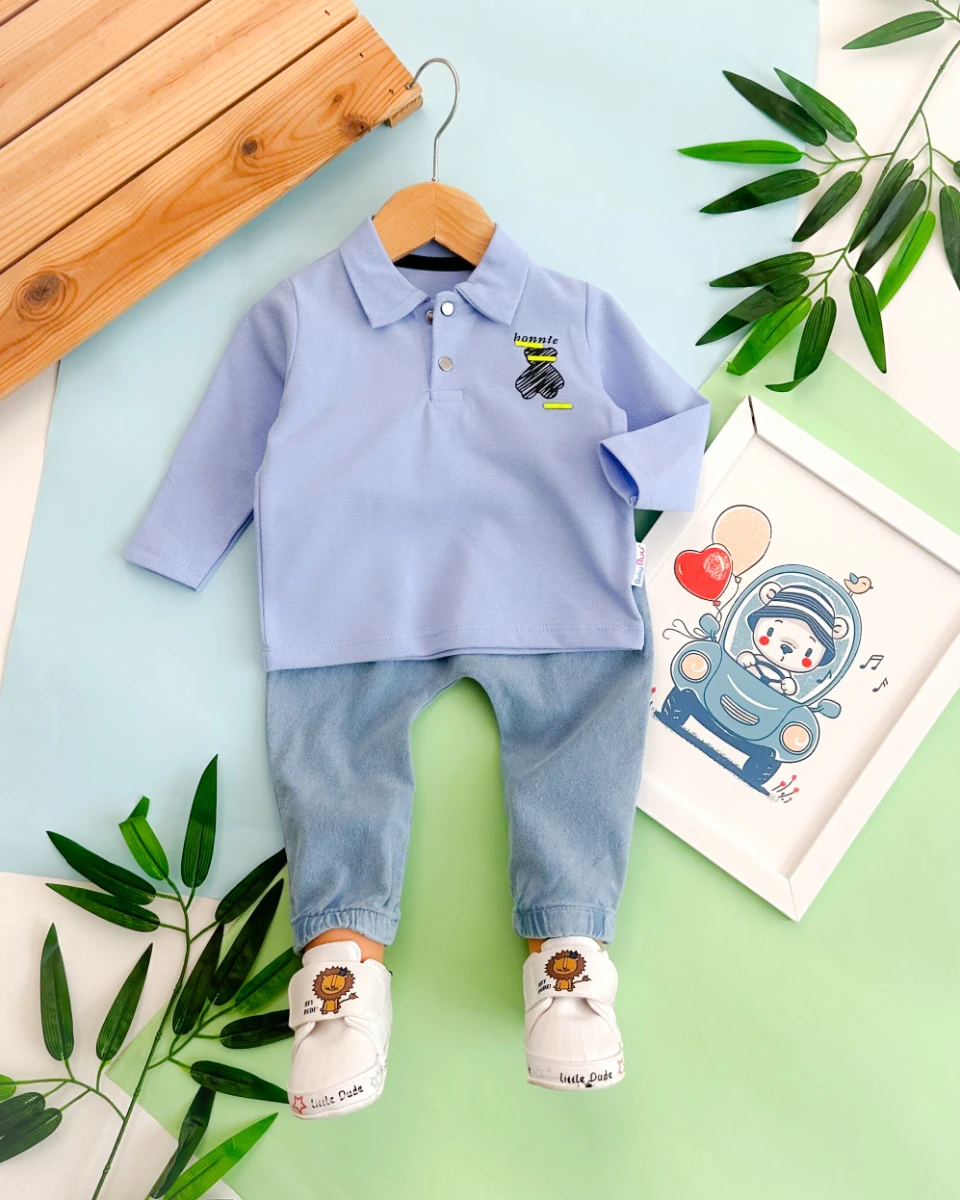 Bonnie bear lacoste yaka mevsimlik ikili bebe takım