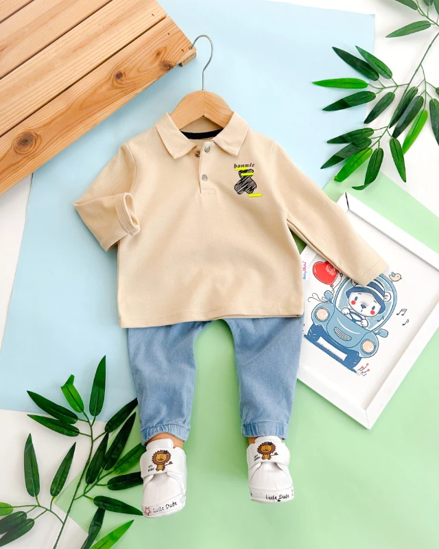 Bonnie bear lacoste yaka mevsimlik ikili bebe takım