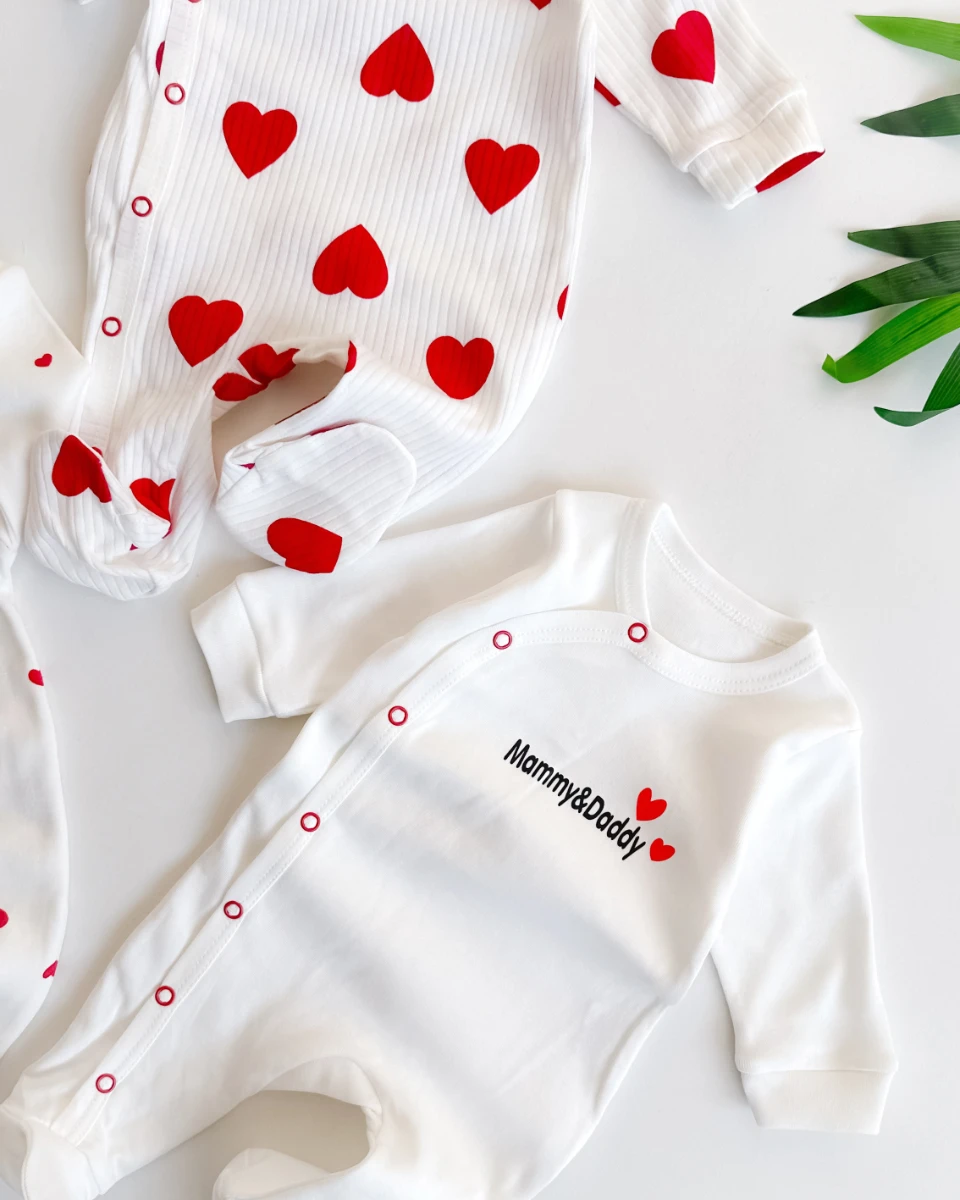 Mammy daddy kalpler baskılı yandan çıtçıtlı ayaklı 3 lü tulum set