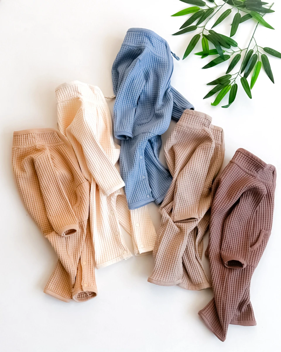 Yakada yarım fermuar detaylı kanguru cepli waffle kumaş alttan çıtçıtlı mevsimlik tulum