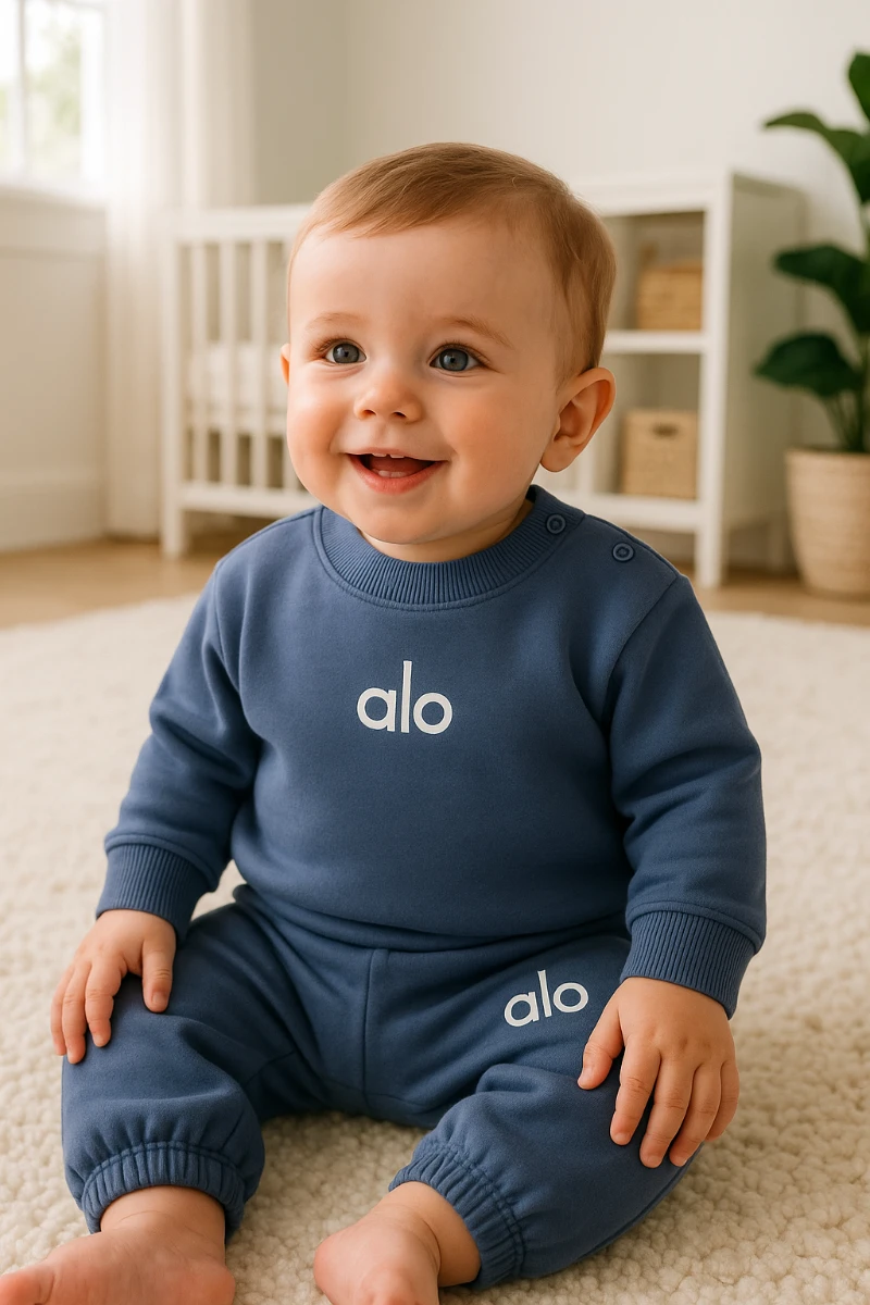 Alo nakış işlemeli omuzdan çıtçıtlı mevsimlik 2 parça takım