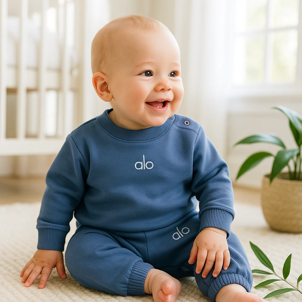 Alo nakış işlemeli omuzdan çıtçıtlı mevsimlik 2 parça takım