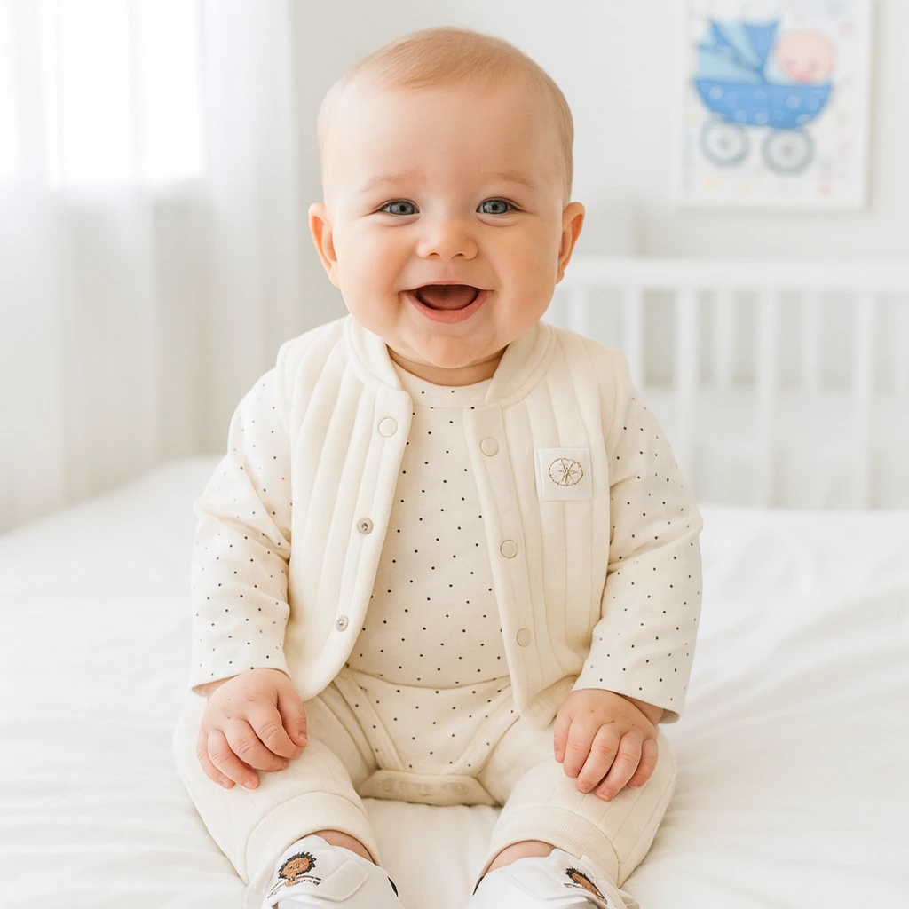 Gözlüklü bear armalı puantiye badili yelekli 3 parça takım