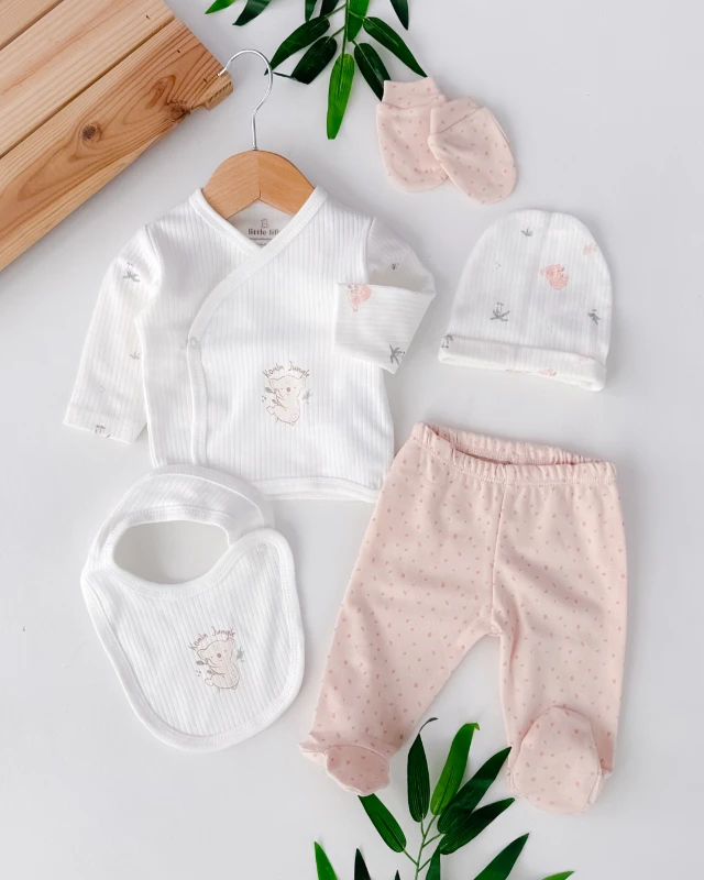 Koala jungle fitilli kumaş mevsimlik yenidoğan 5li set 