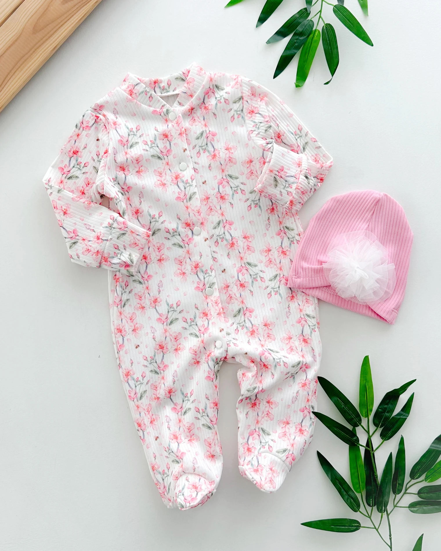 Tül detay boneli boydan çıtçıt tulum set