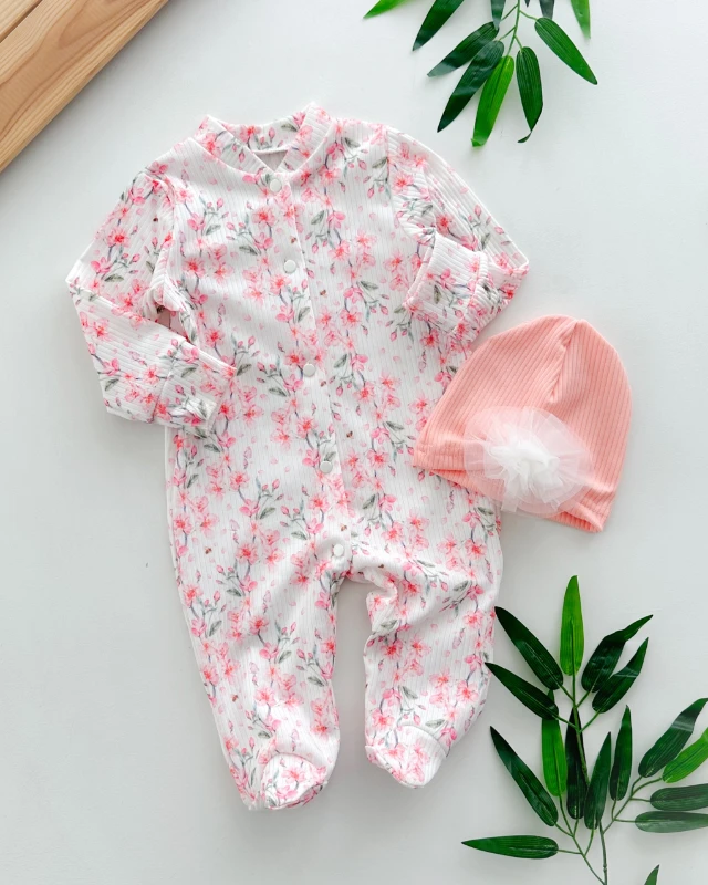 Tül detay boneli boydan çıtçıt tulum set