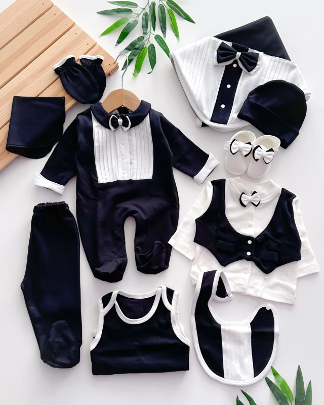 Saten fiyonk detaylı mevsimlik yenidoğan 10 lu set 