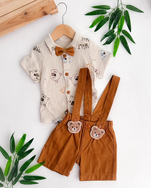 Big bear papyonlu salopet şortlu yazlık 2li set 