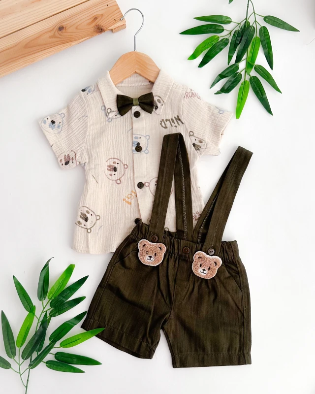 Big bear papyonlu salopet şortlu yazlık 2li set 