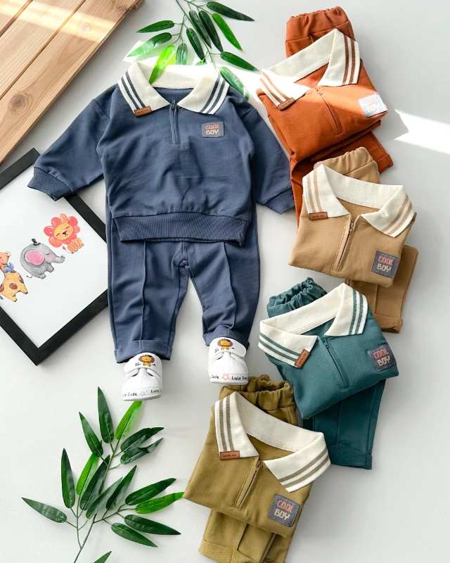 Cool boy yakada arma detaylı yarım fermuarlı mevsimlik 2 parça takım