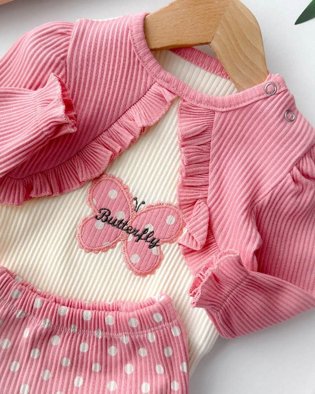 Butterfly sahte bolero detaylı ribana kumaş mevsimlik 2 parça takım