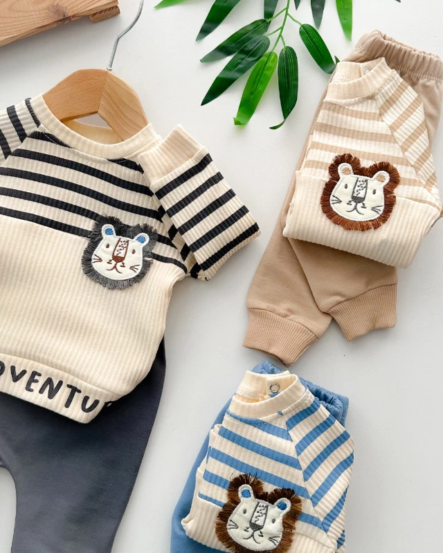 For adventure arkadan çıtçıtlı ribana kumaş mevsimlik 2 parça takım