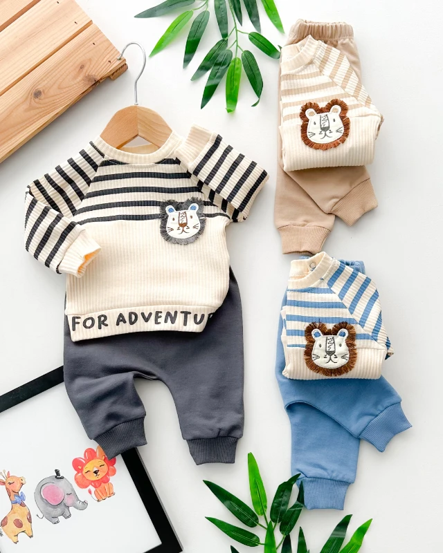 For adventure arkadan çıtçıtlı ribana kumaş mevsimlik 2 parça takım