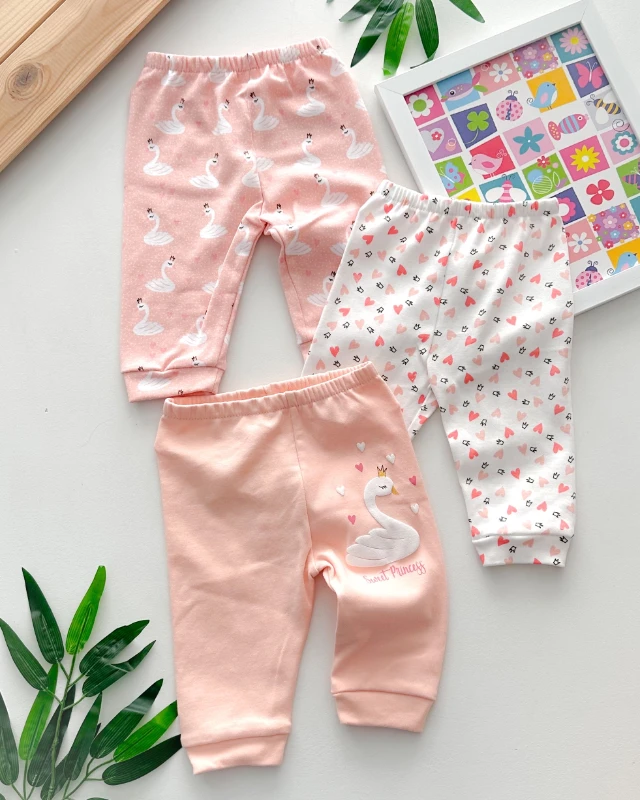 Sweet princess kuğu baskılı  mevsimlik 3lü alt set