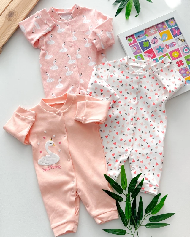 Sweet princess kuğu baskılı mevsimlik 3lü tulum set 