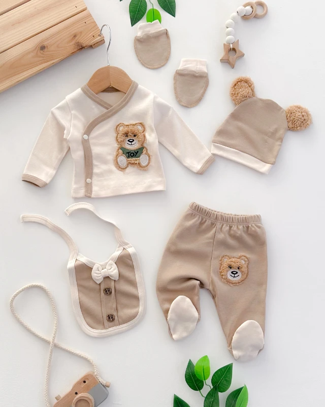 Toy bear kürklü kulak detaylı yandan çıtçıtlı mevsimlik 5 parça hastane çıkışı