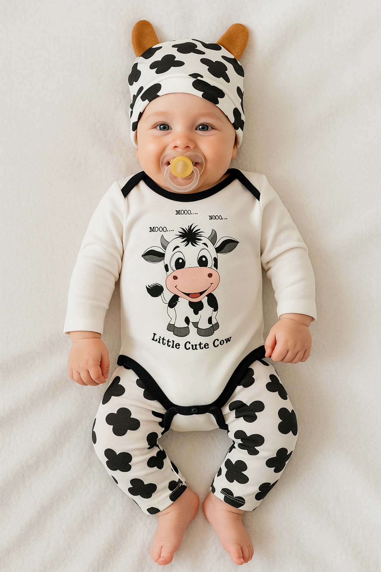 Little cute cow alttan çıtçıt badili mevsimlik 3lü takım  