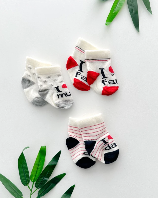 I love mum dad yenidoğan 3lü çorap set