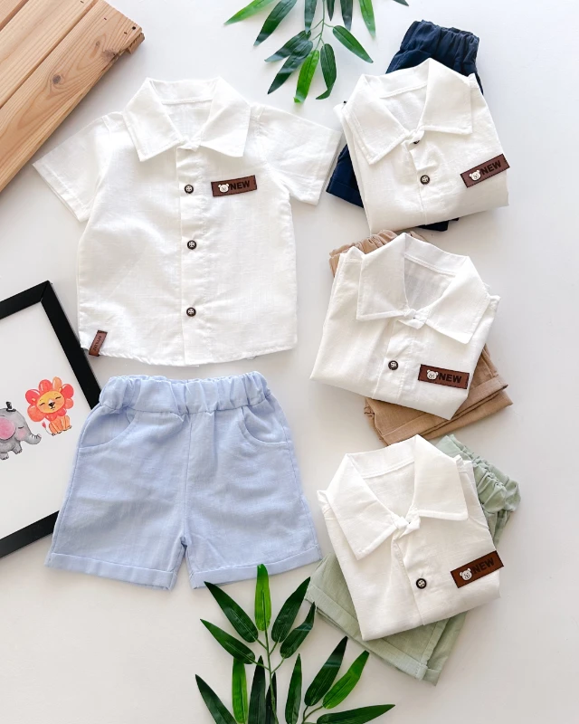 Ayıcık deri arma yazlık şortlu 2 parça takım