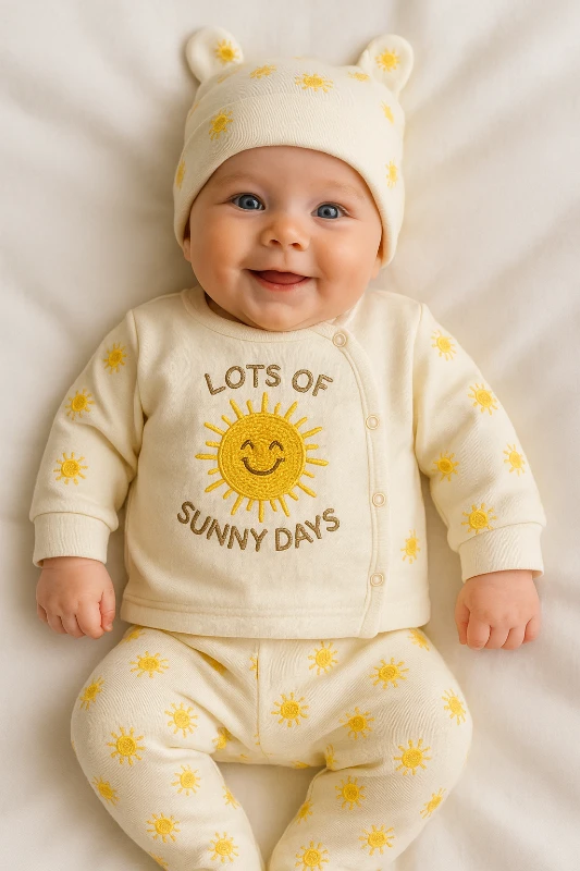 Lots of Sunny days yandan çıtçıtlı kendinden eldivenli yenidoğan 3lü takım