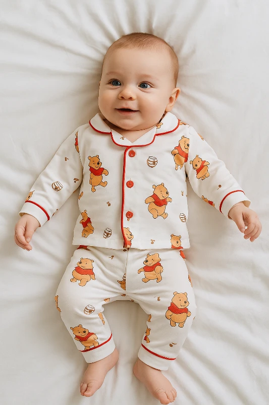 Pooh ve arkadaşları biye detaylı mevsimlik 2 parça pijama takım 