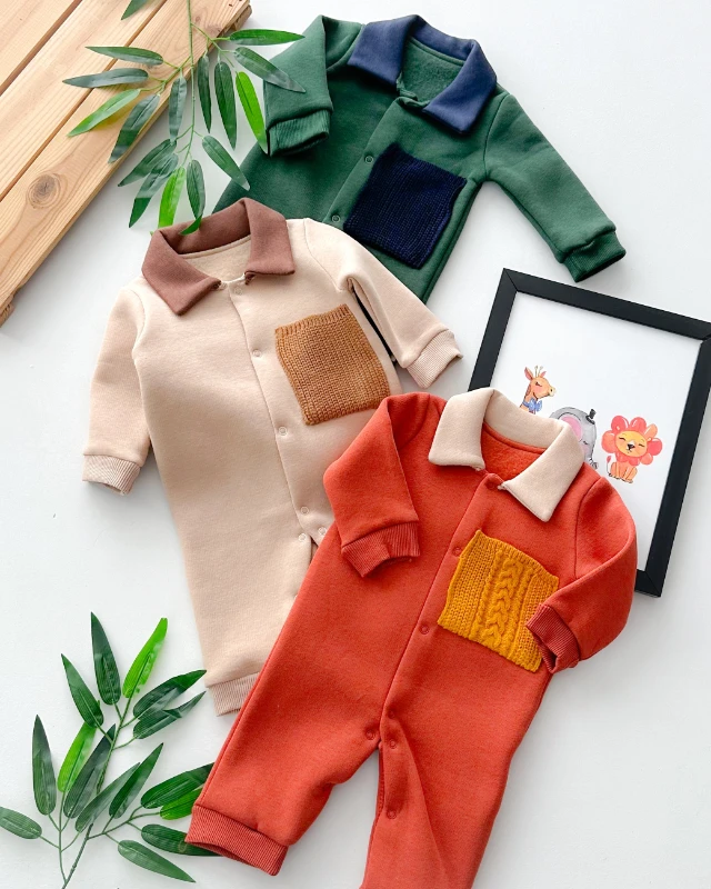 Örgü cep detaylı boydan çıtçıt şardonlu kışlık tulum