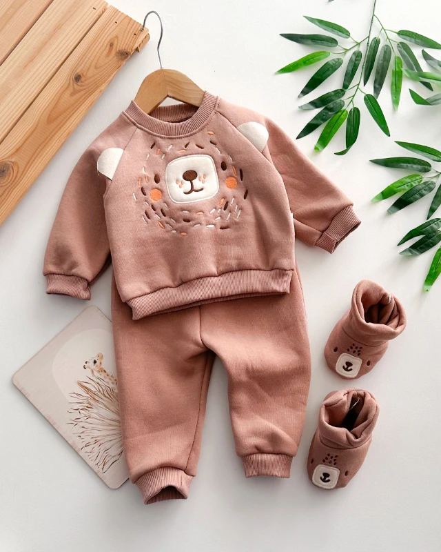 Şirin bear surat panduflu kışlık 2 parça takım