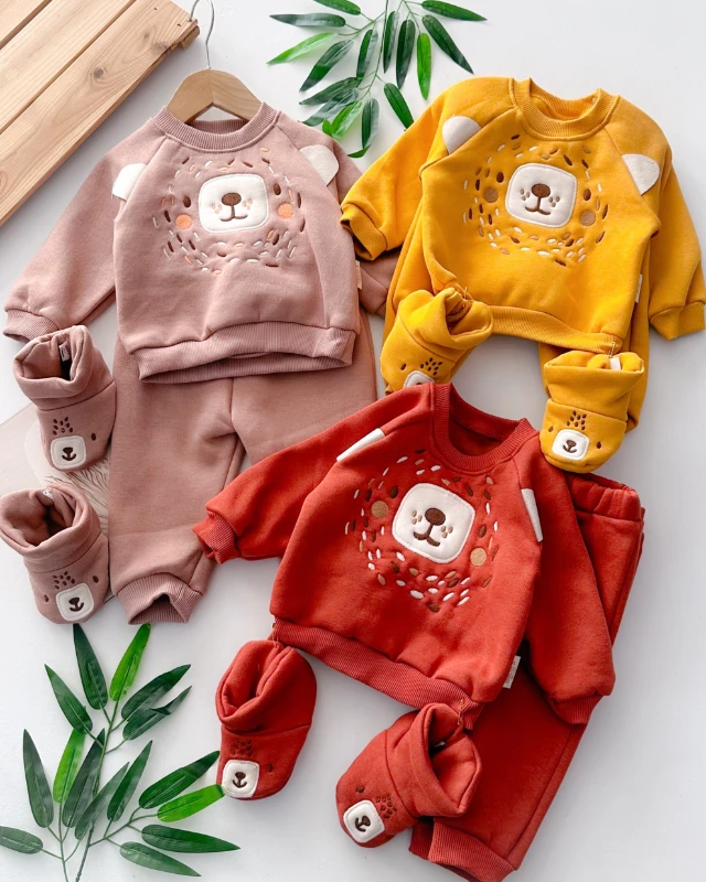 Şirin bear surat panduflu kışlık 2 parça takım