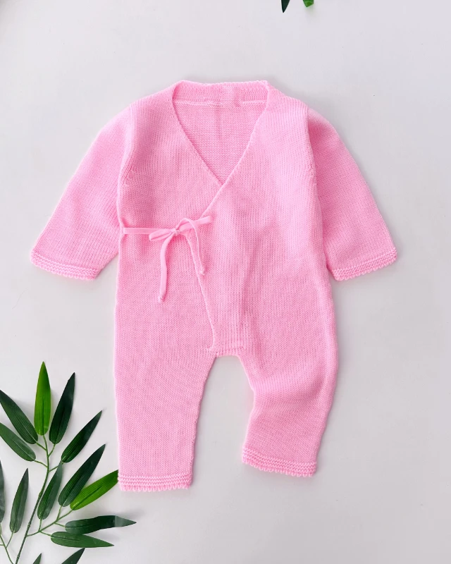 Kimono tarz bağlamalı triko kışlık tulum 