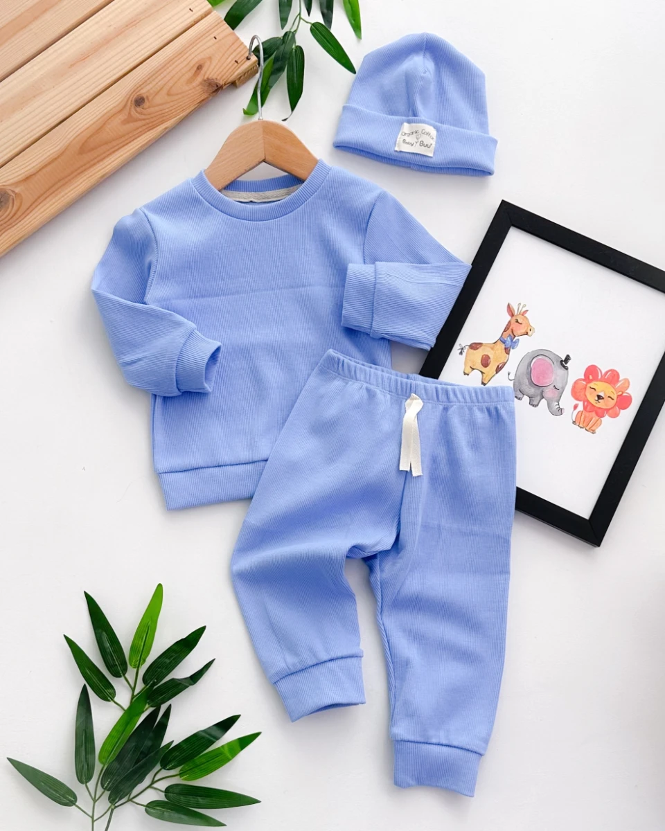 Cool tarz bereli ribana mevsimlik 3lü bebe takım