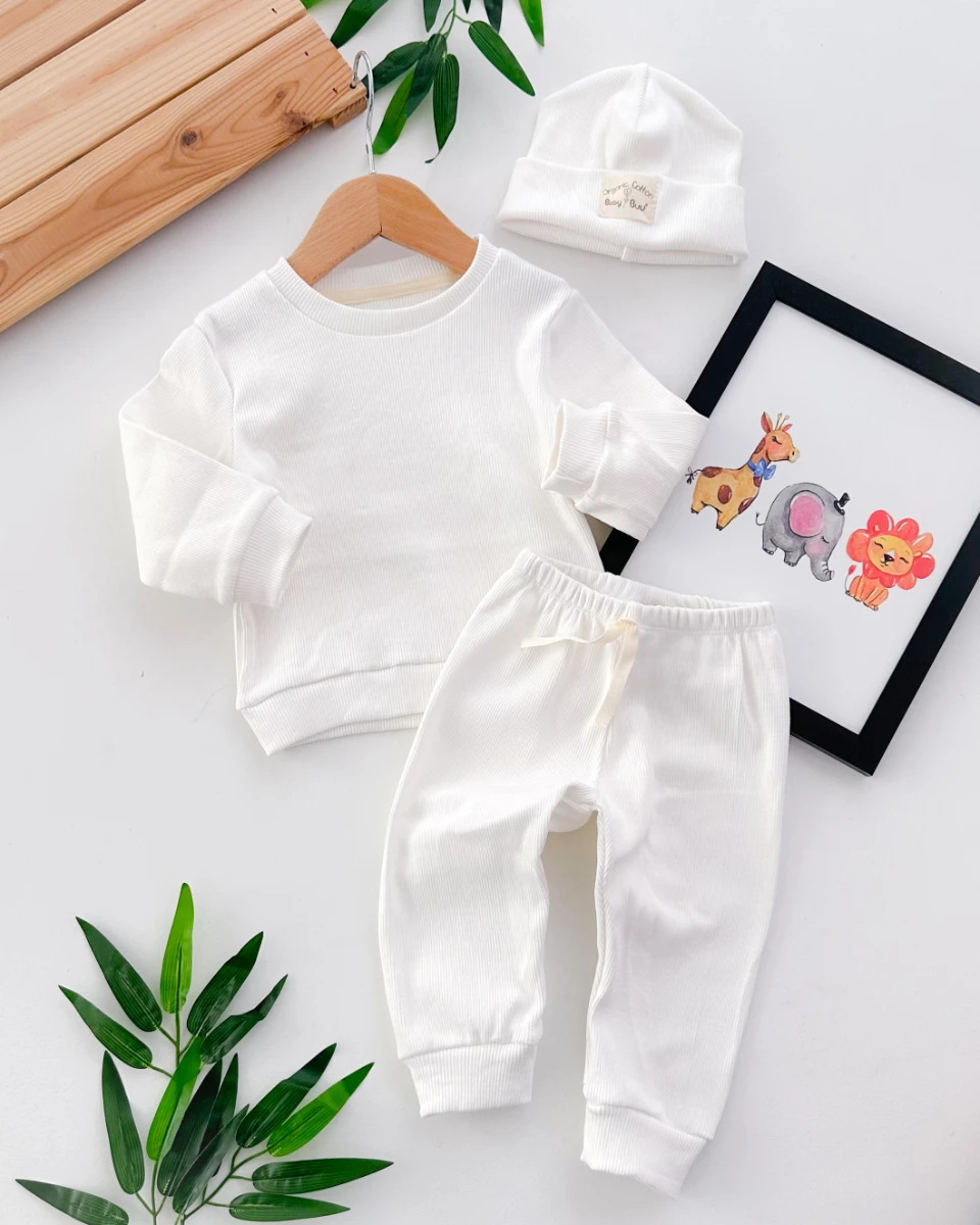 Cool tarz bereli ribana mevsimlik 3lü bebe takım