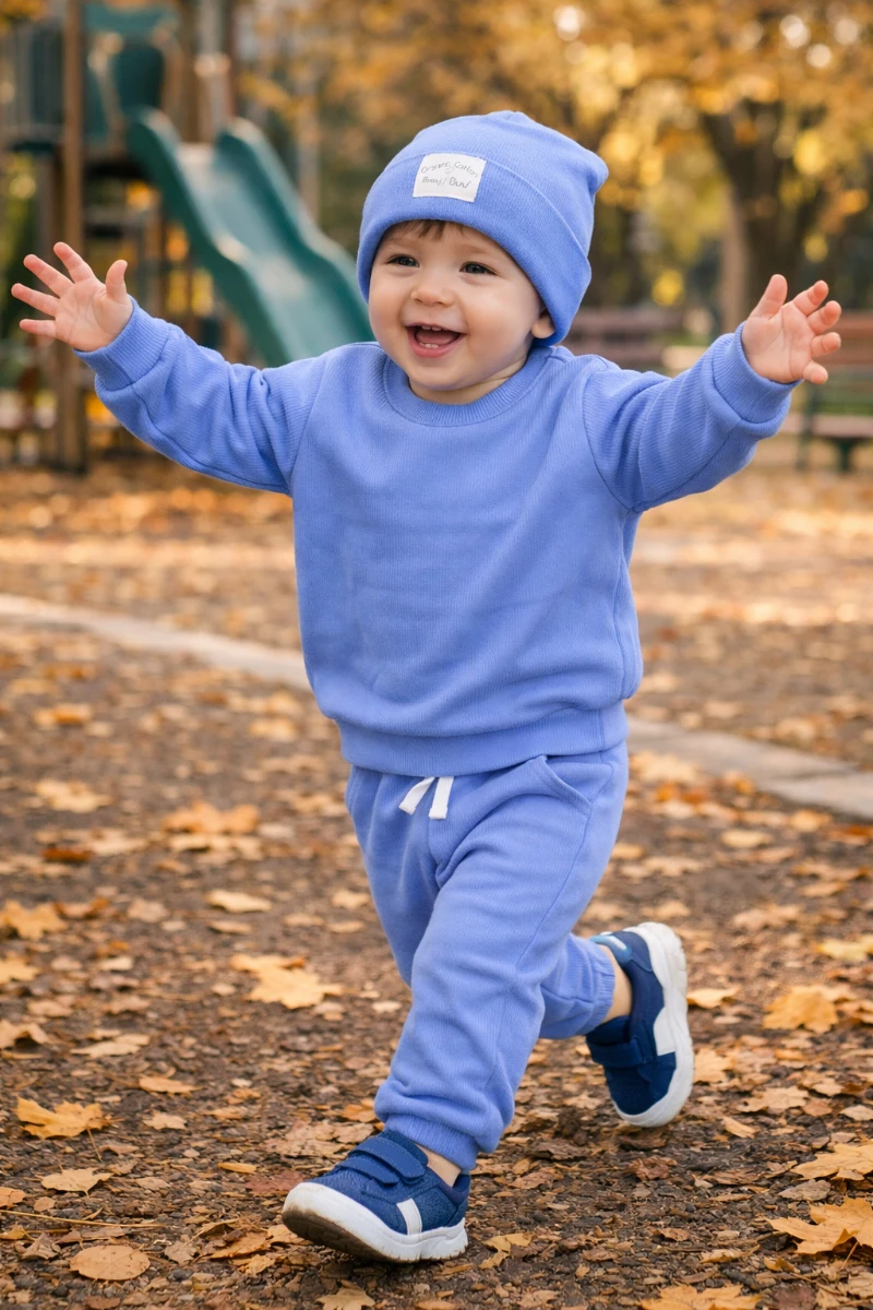 Cool tarz bereli ribana mevsimlik 3lü bebe takım