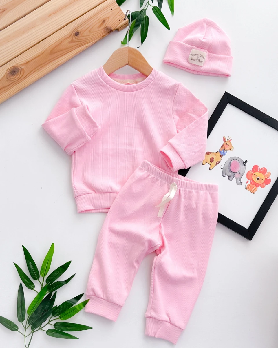 Cool tarz bereli ribana mevsimlik 3lü bebe takım