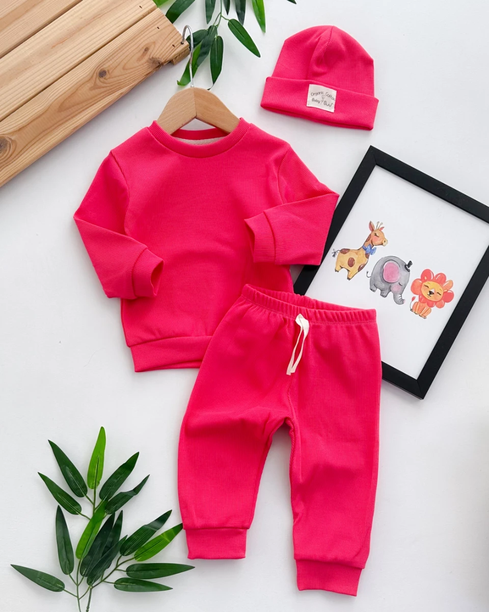 Cool tarz bereli ribana mevsimlik 3lü bebe takım