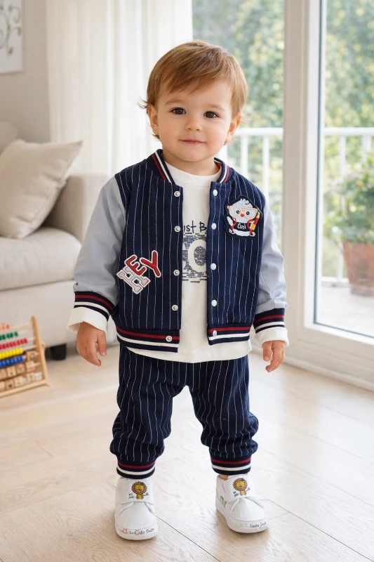 Hey penguen baskılı kolej hırkalı mevsimlik 3 parça takım