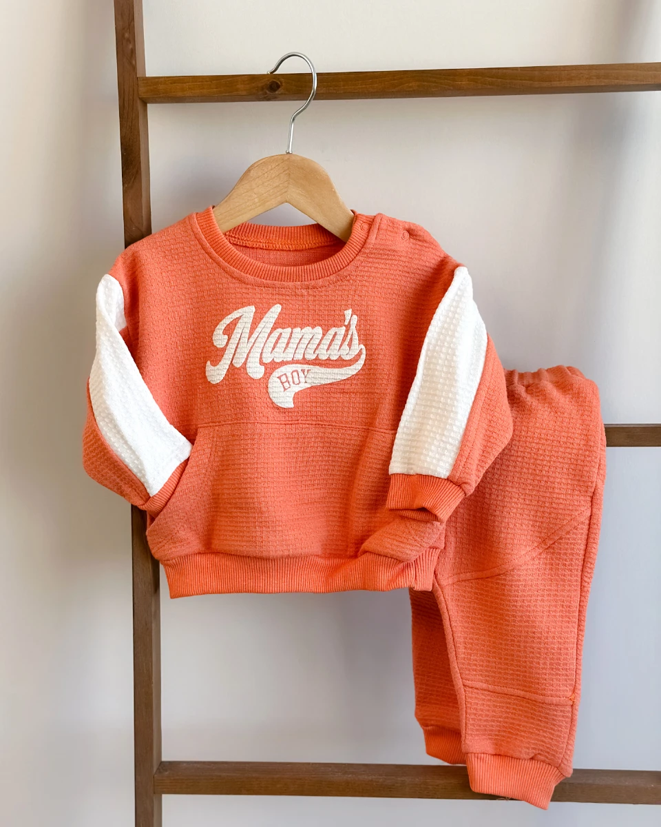 Mamas boy waffle kumaş mevsimlik 2li bebe takım