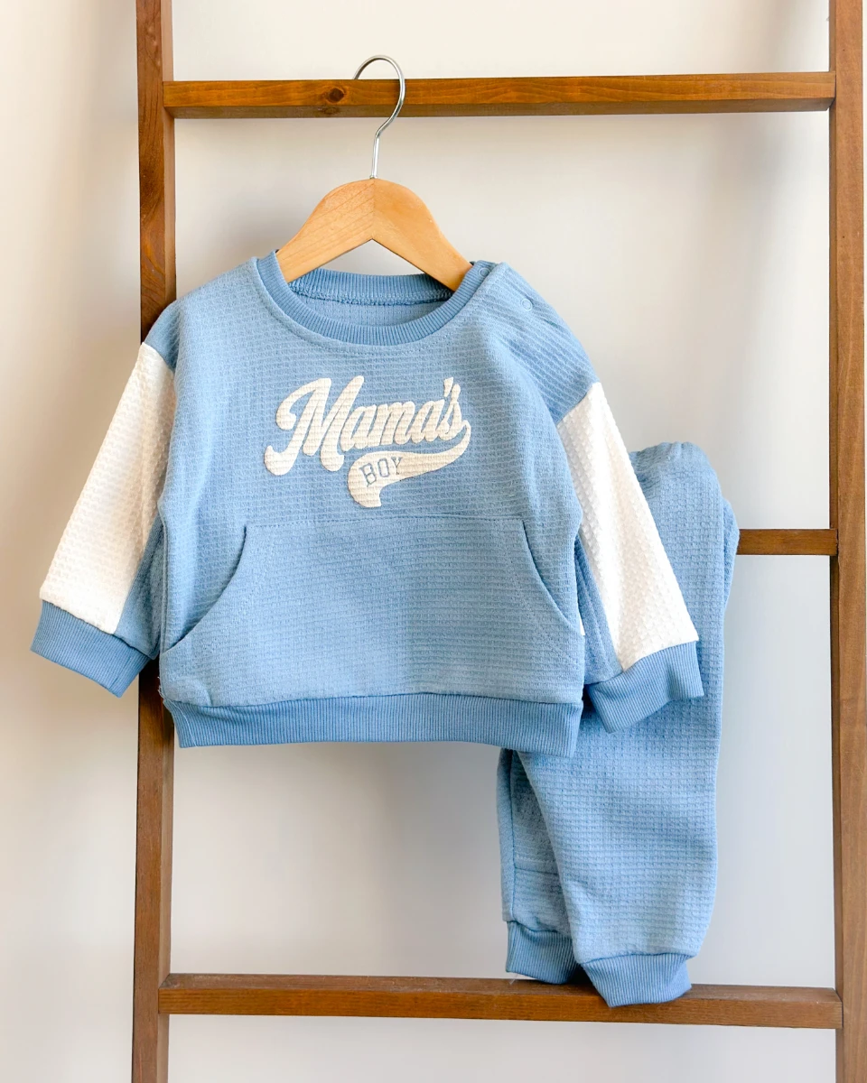 Mamas boy waffle kumaş mevsimlik 2li bebe takım