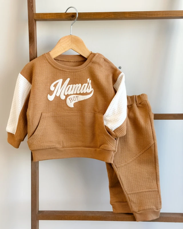 Mamas boy waffle kumaş mevsimlik 2li bebe takım